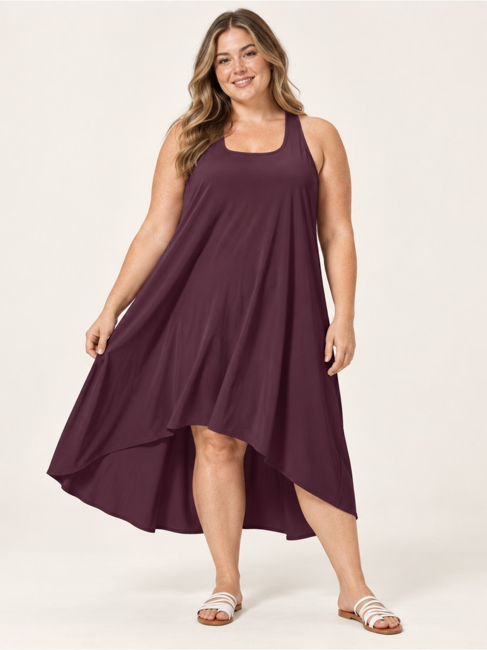 Halara Breezeful RacerPocket High Low Midi Dress Amaranth 1X